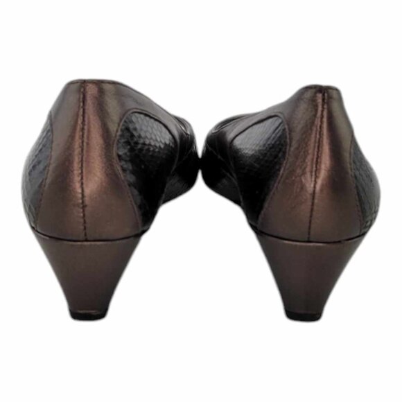 VANELi Snakeskin Embossed Wedge Peep Toe Heel Sz 8 - Picture 7 of 10